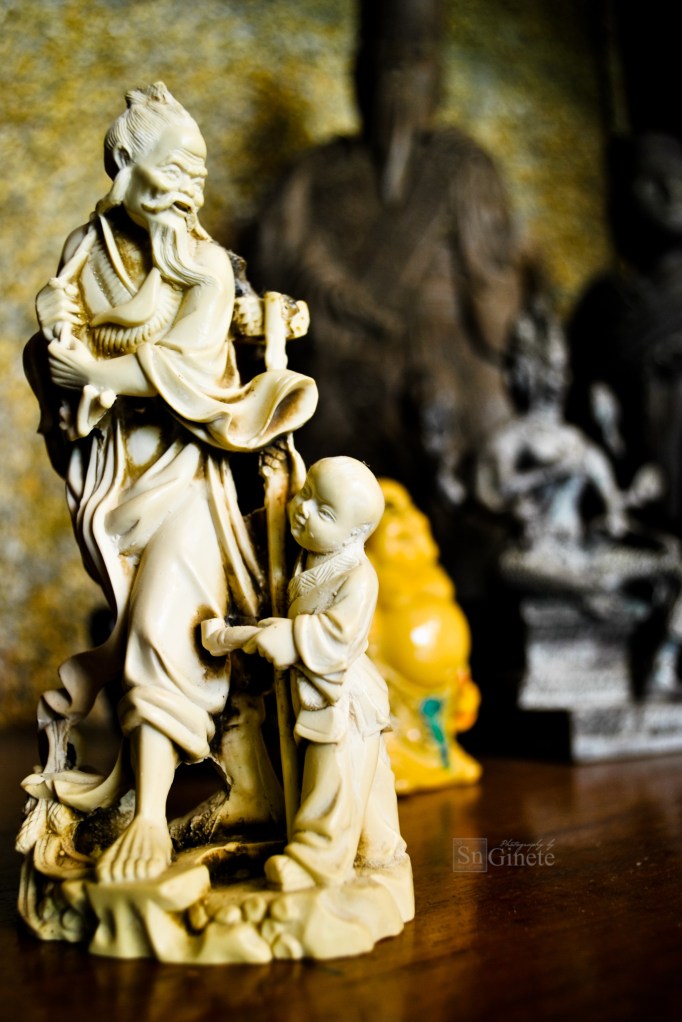 Chinese Old Man and Little Boy Marble Bric-A-Brac