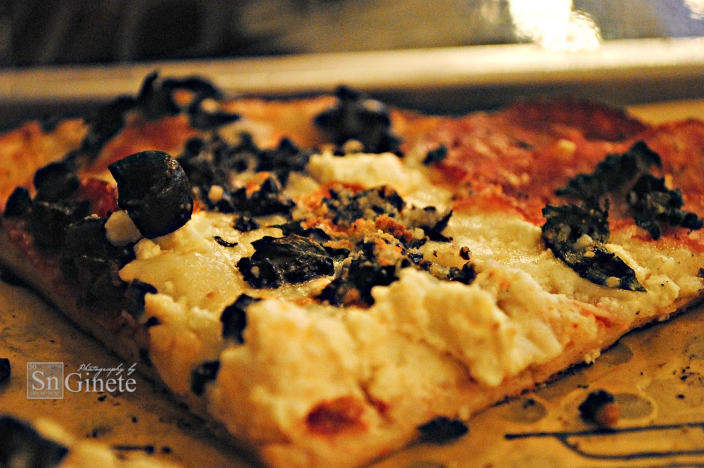 The pizza with the blue cheese.