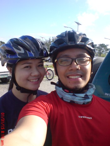 Pre-Nuvali ride selfie shot with my fiance and my biking partner.